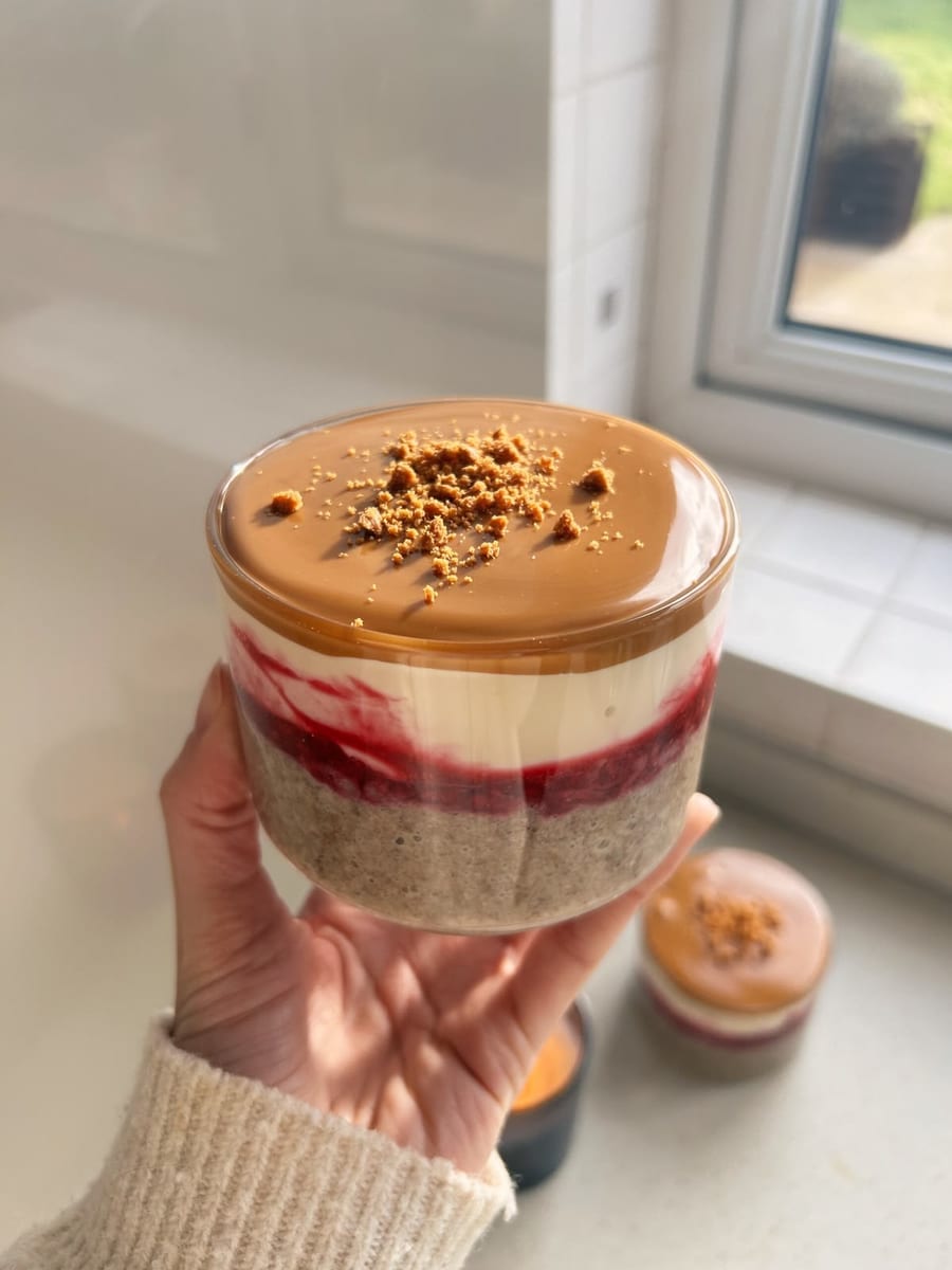 Peanut Butter and Jam Overnight Oats, a recipe from Bloomplate 500