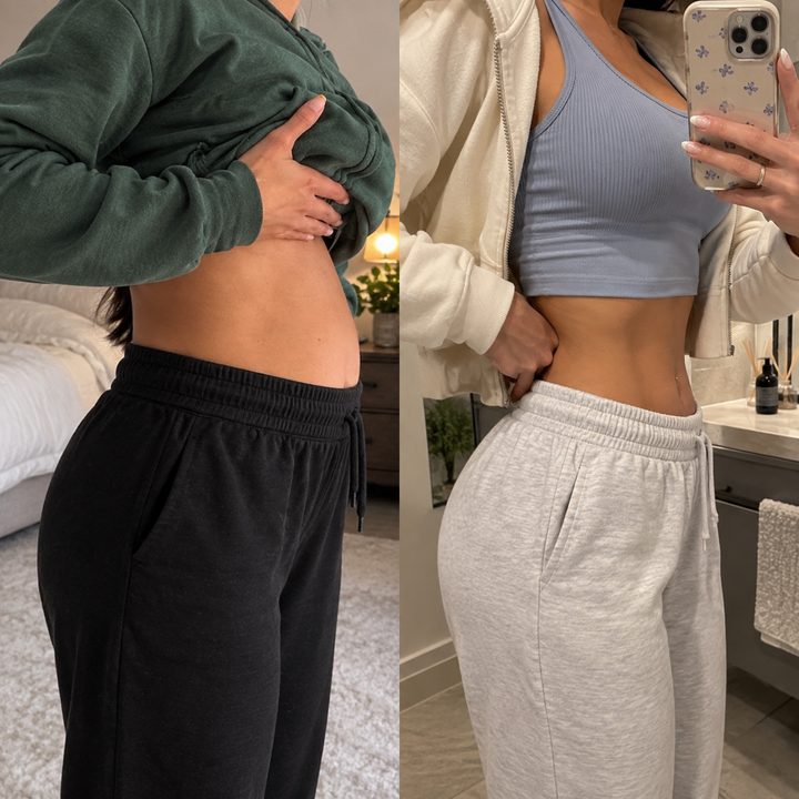 Before and after, a mother who followed the method
