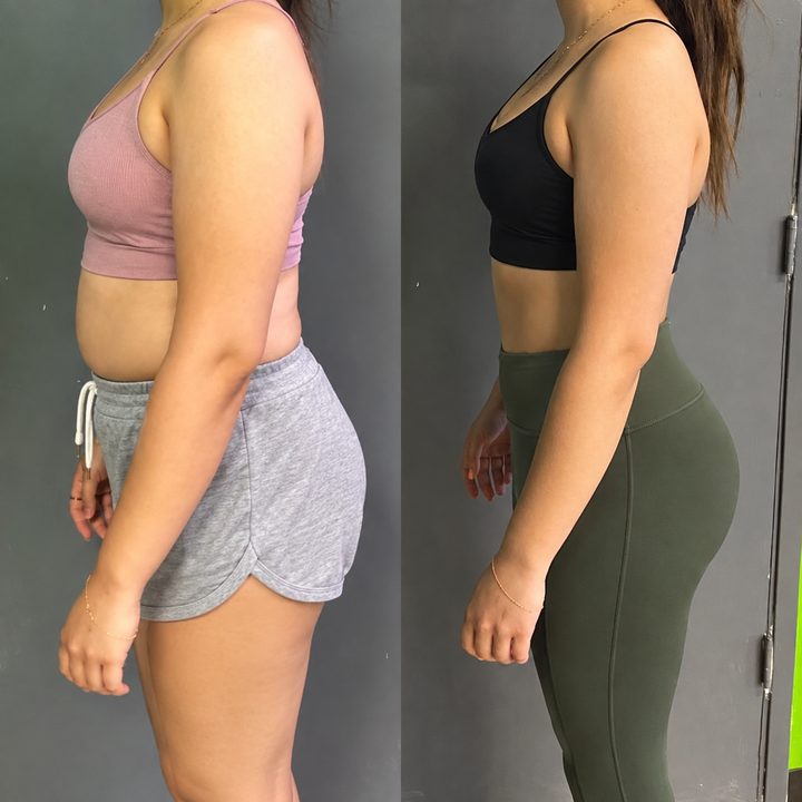 Before and after, a mother who followed the method