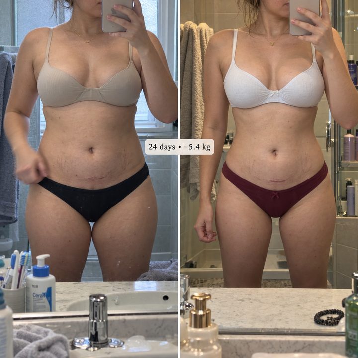 Before and after, a mother who followed the method